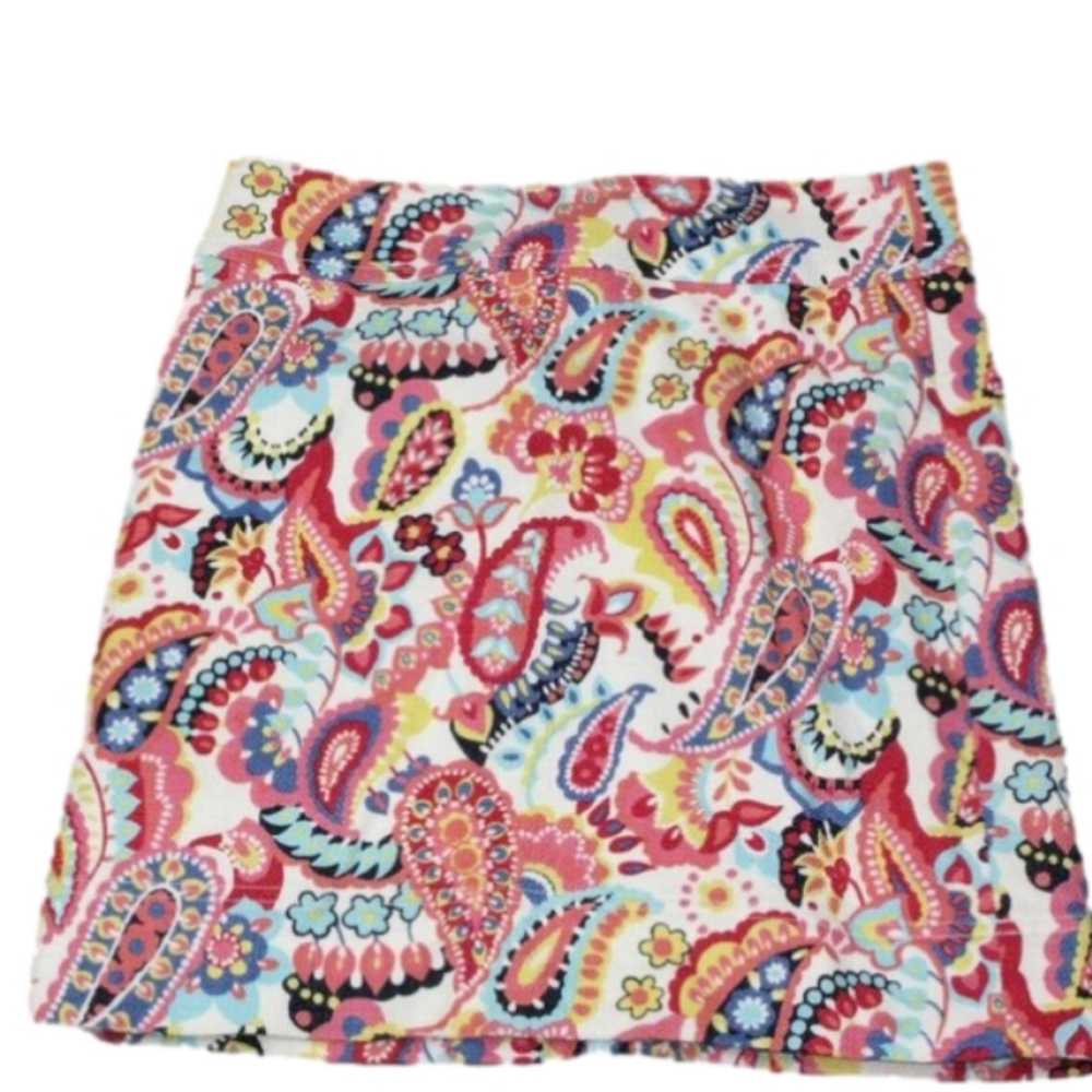 Talbots Vibrant Paisley Boho Lined Skirt Size 4